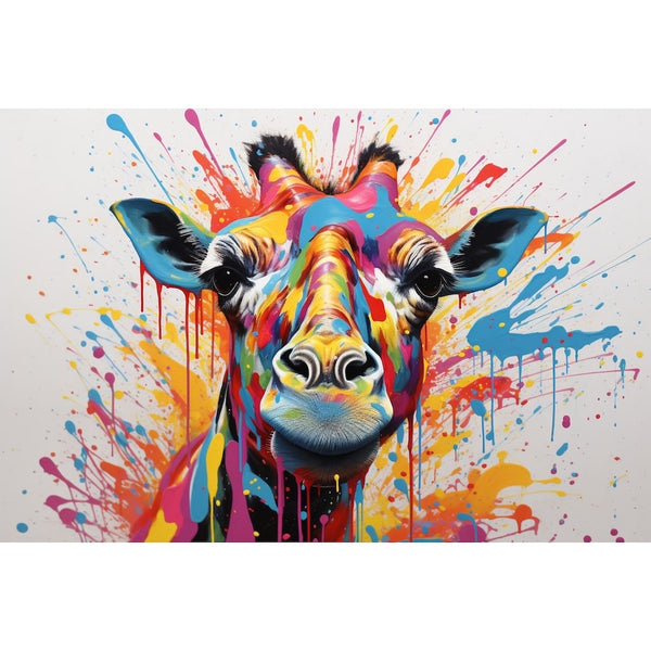 Peinture Girafe Couleur, art mural décoration nature