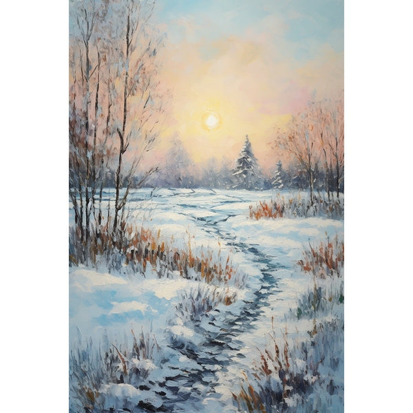 Peinture Campagne sous la Neige, art mural décoration nature
