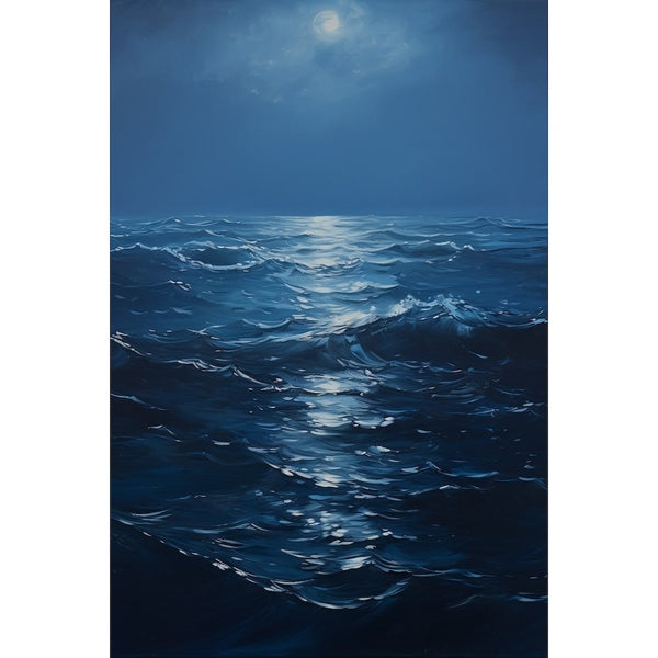 Peinture Mer Nocturne au Clair de Lune, art mural décoration nature