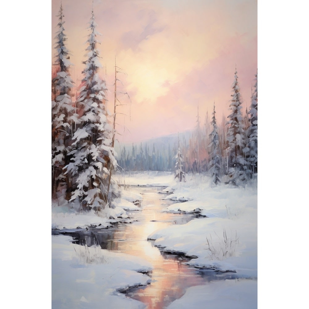 peinture huile hiver paysage