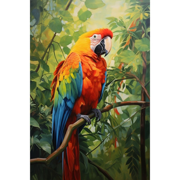 peinture huile perroquet