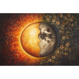 Peinture Soleil et Lune, art mural décoration nature