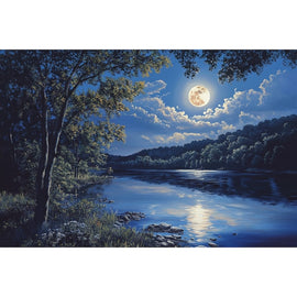 Peinture Lune Nuit, art mural décoration nature