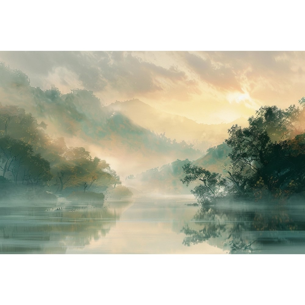 Peinture Paysage Brouillard, art mural décoration nature