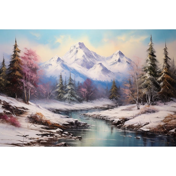 Paysage D'Hiver Peinture, art mural décoration nature