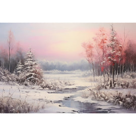 Peinture Crépuscule Hivernal Rosé, art mural décoration nature