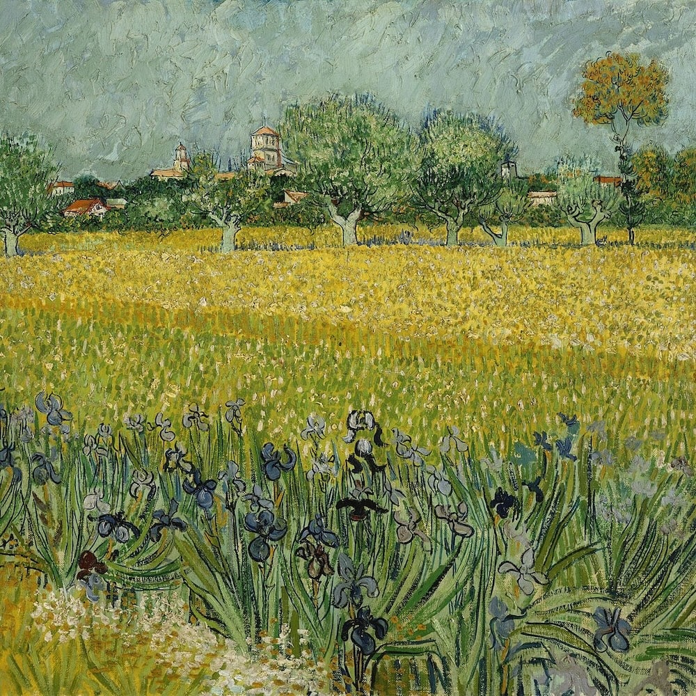 Peinture Van Gogh Champ d'Iris, art mural décoration nature