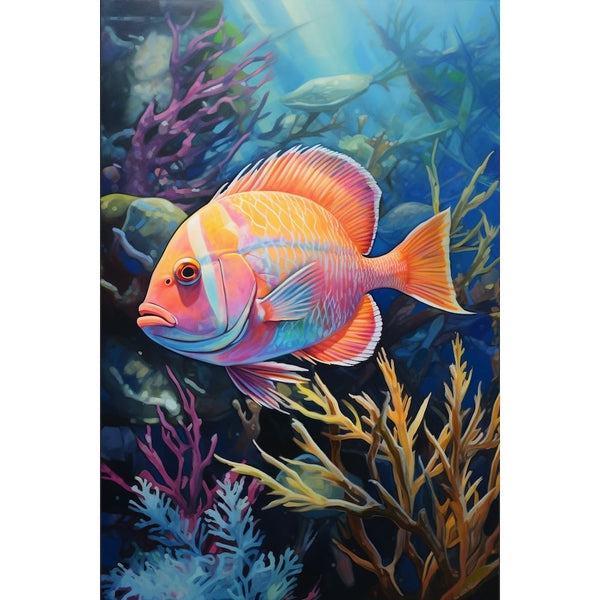 Peinture de Poisson Exotique, art mural décoration nature