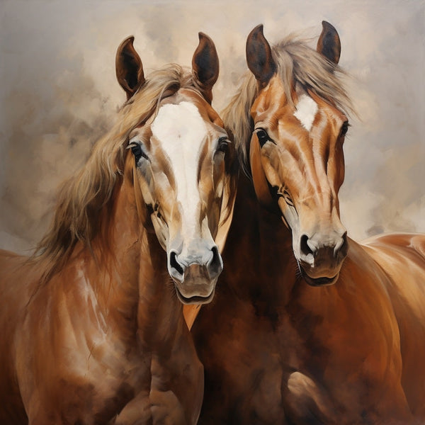Portrait de Chevaux en Peinture, art mural décoration nature