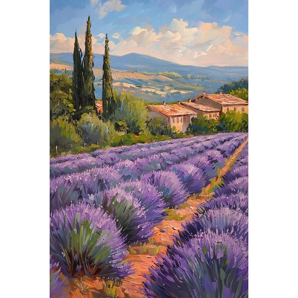 Peinture Lavande Provence, art mural décoration nature