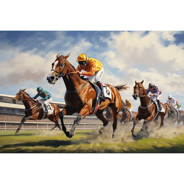 Peinture Chevaux de Course, art mural décoration nature