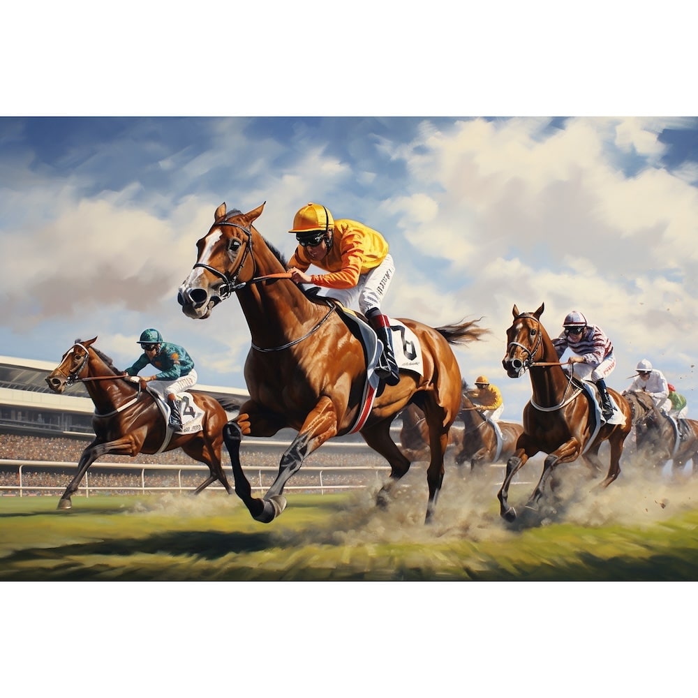 peintures chevaux de course