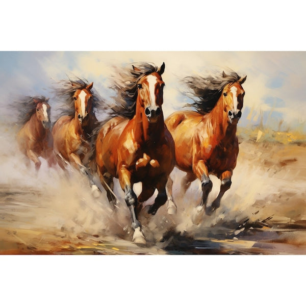 Peinture Chevaux Au Galop, art mural décoration nature