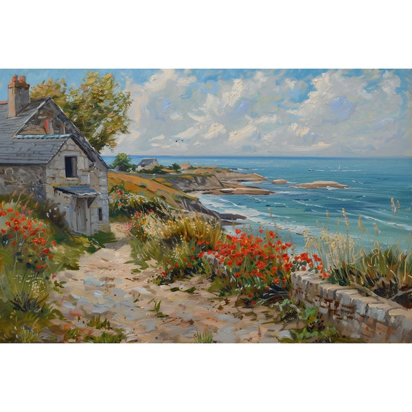 Peinture Paysage Mer Bretagne, art mural décoration nature