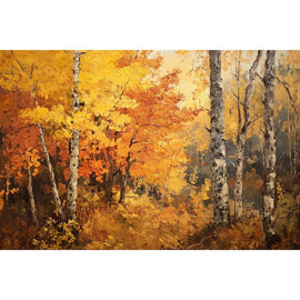 Peinture Bouleaux Dorés d'Automne, art mural décoration nature