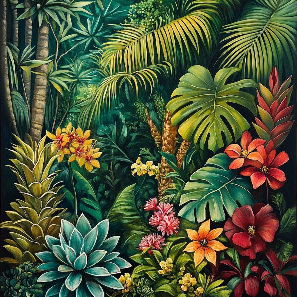 Tableau Peinture Exotique, art mural décoration nature