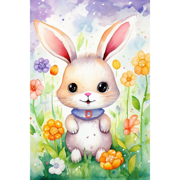 Tableau Peinture Lapin Joyeux, art mural décoration nature