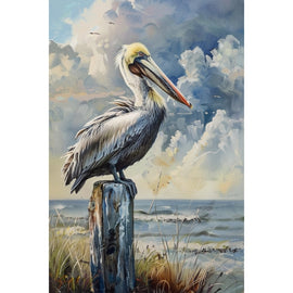Peinture Pélican, art mural décoration nature, vue 2