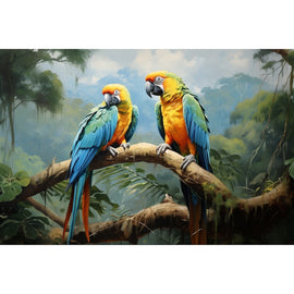 Peinture avec des Perroquets, art mural décoration nature