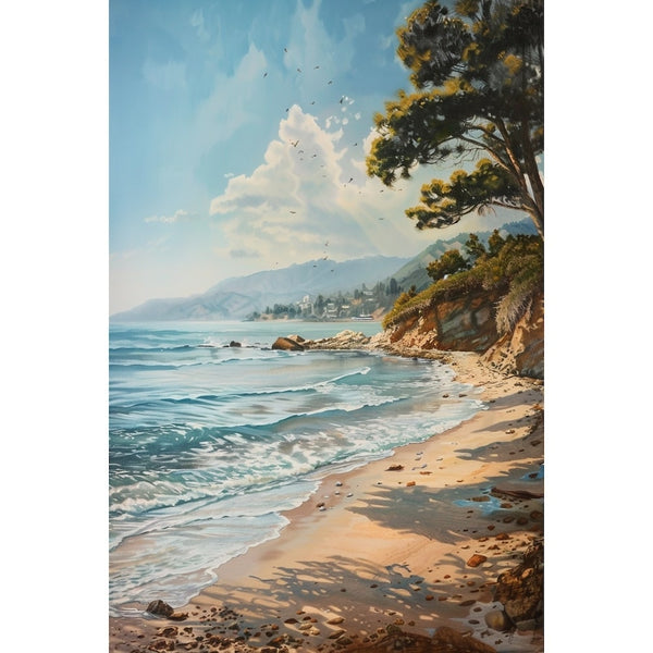 Peinture Crique Méditerranéenne à l'Huile, art mural décoration nature