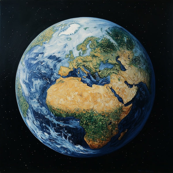 Peinture Planète Terre, art mural décoration nature