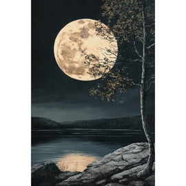 Peinture Pleine Lune, art mural décoration nature