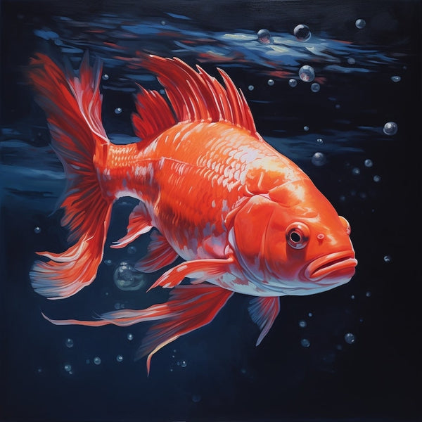 Peinture Poisson Rouge, art mural décoration nature
