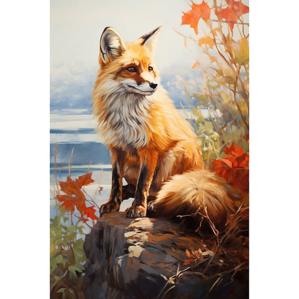 Peinture Renard Roux, art mural décoration nature