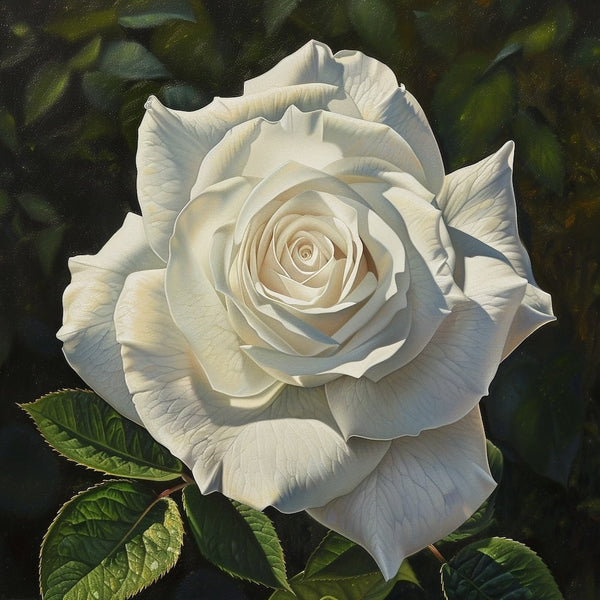 Peinture Rose Blanche, art mural décoration nature