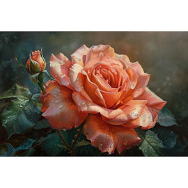 Peinture Fleur Rose, art mural décoration nature