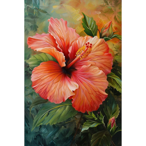 rose hibiscus peinture