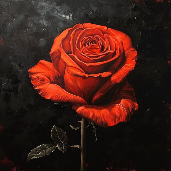Peinture Rose Rouge, art mural décoration nature