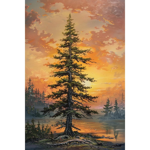 Peinture Sapin, art mural décoration nature
