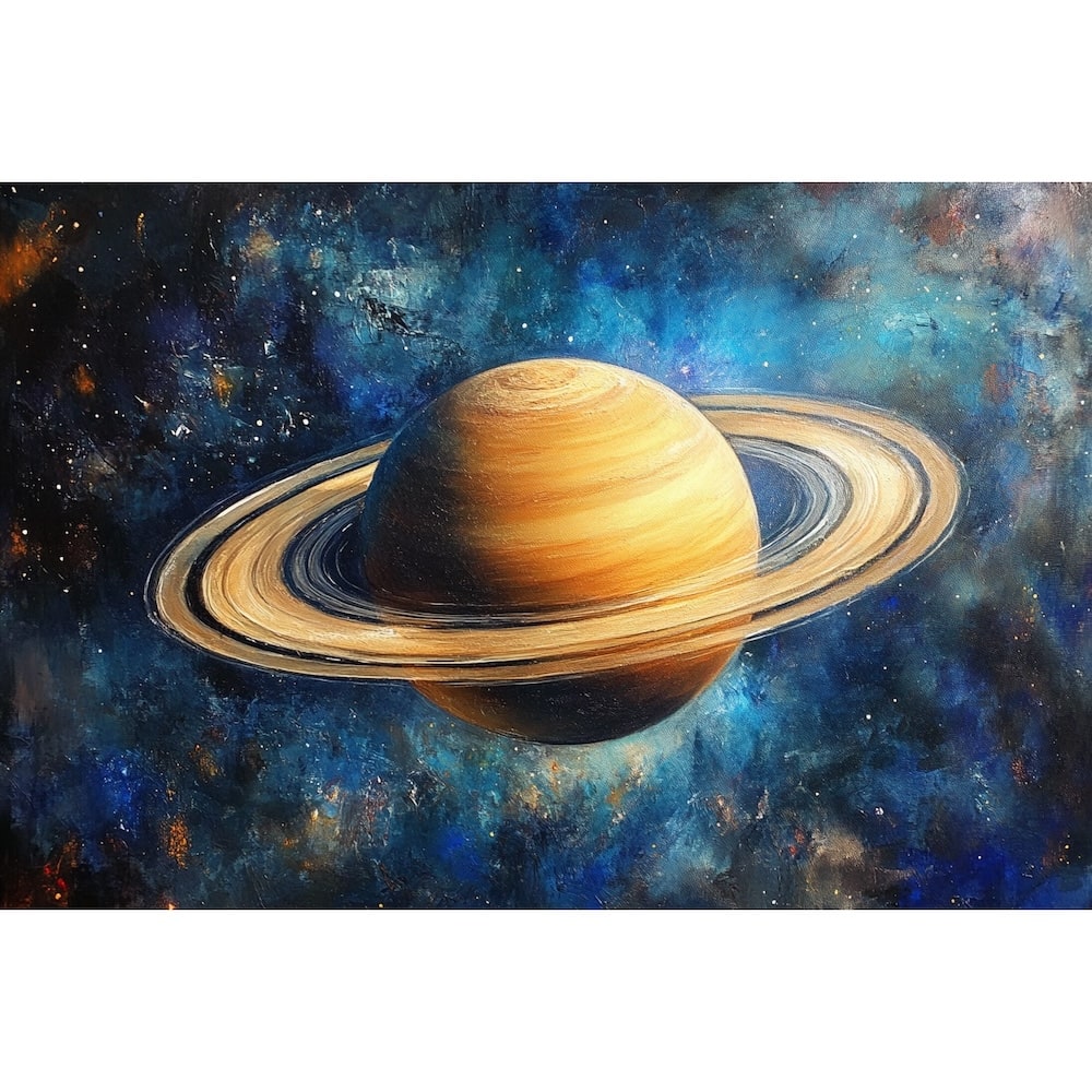 Peinture Saturne, art mural décoration nature
