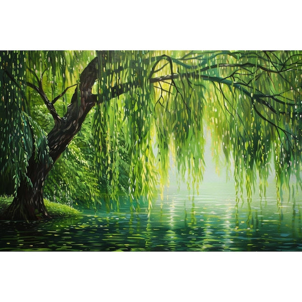 Peinture Saule Pleureur, art mural décoration nature
