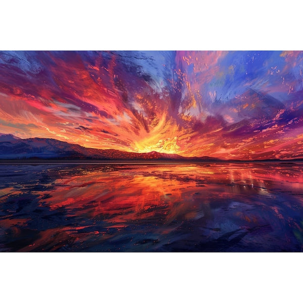 Peinture Soleil Couchant, art mural décoration nature