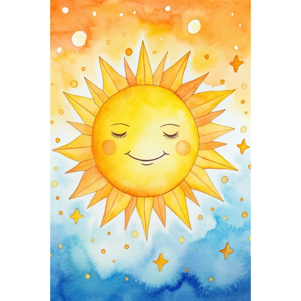 Peinture Soleil Maternelle, art mural décoration nature