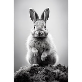 Tableau avec Lapin Noir et Blanc, art mural décoration nature