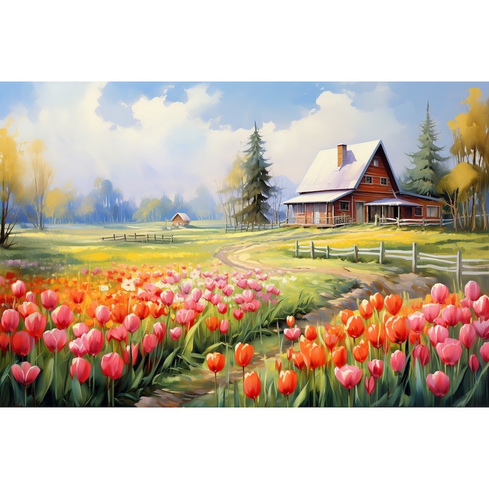 Tableau Peinture de Tulipes, art mural décoration nature