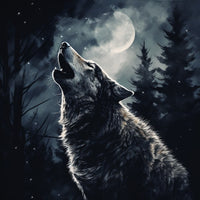 Thumbnail for tableau loup hurlant a la lune