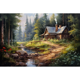 Tableau Forêt Maison, art mural décoration nature