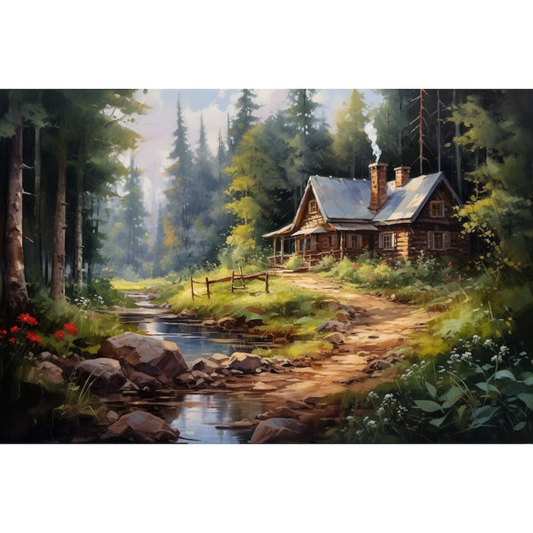 Tableau Forêt Maison, art mural décoration nature