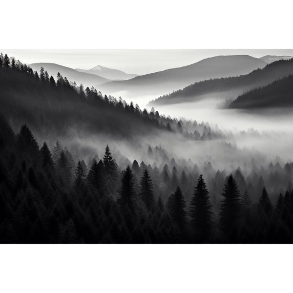 Tableau Forêt Noir et Blanc, art mural décoration nature