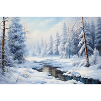 Thumbnail for tableau paysage neige acrylique