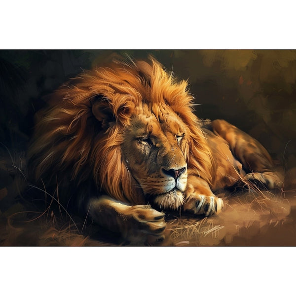 Tableau Lion 3D, art mural décoration nature