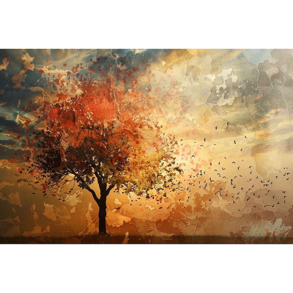 Tableau Arbre Abstrait, art mural décoration nature