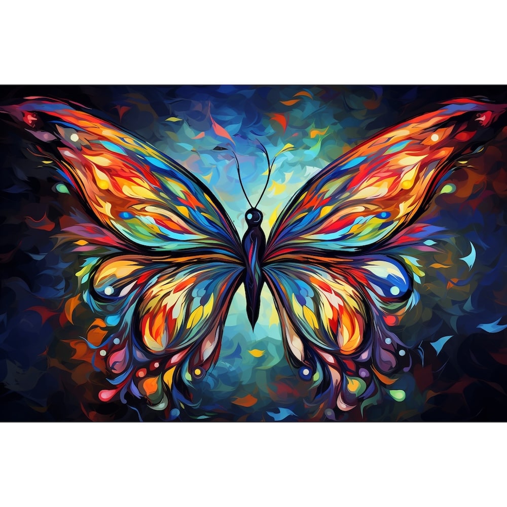 tableau abstrait avec papillon