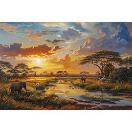 Tableau Peinture Paysage Afrique, art mural décoration nature