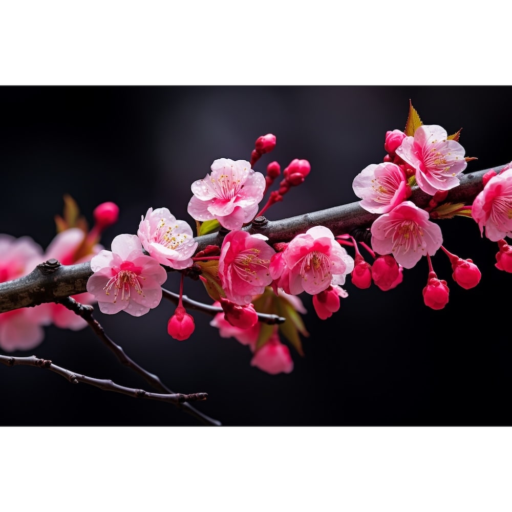 tableau avec branche de cerisier japonais