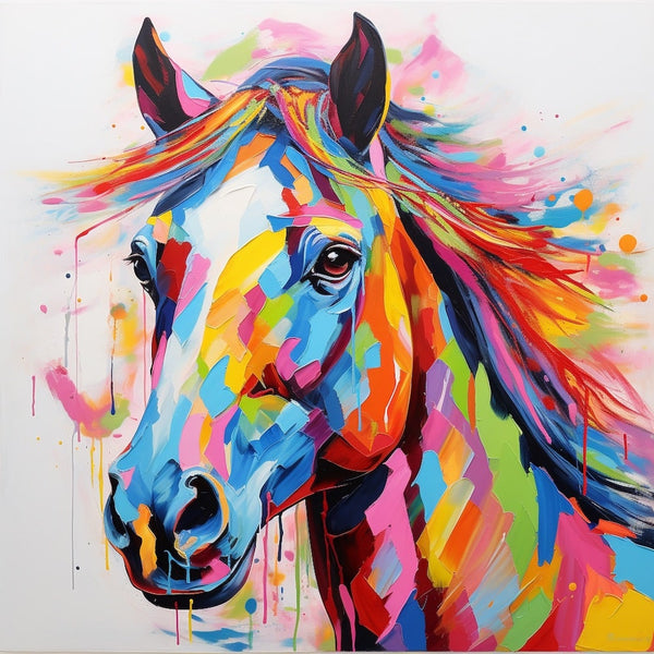 Tableau Cheval Multicolore, art mural décoration nature